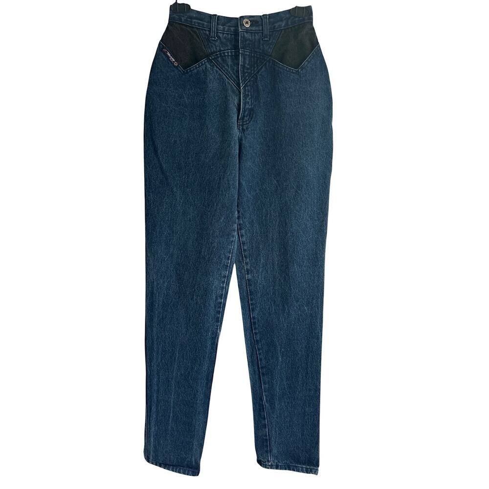 VTG Blaze Size 26 Cotton 90s Bareback Denim Jeans Western‎ High Rise Black Yoke